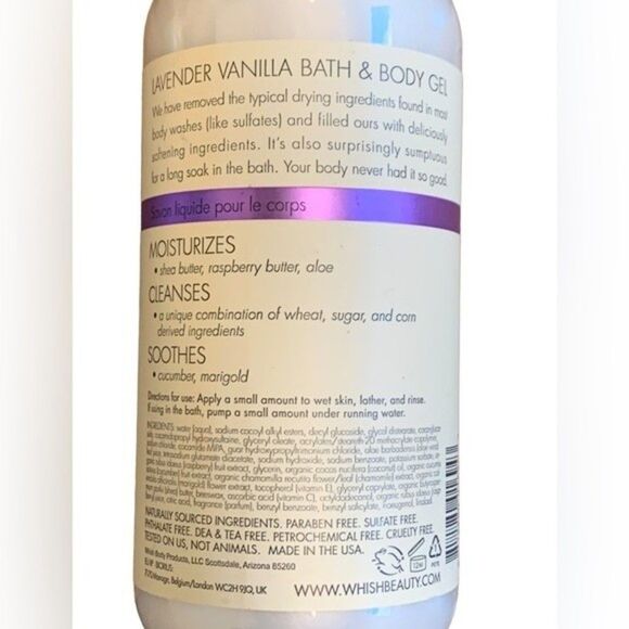 NEW LOT OF 2 whish | Lavender Vanilla Bath & Body Gel 16.5oz - Picture 2 of 2